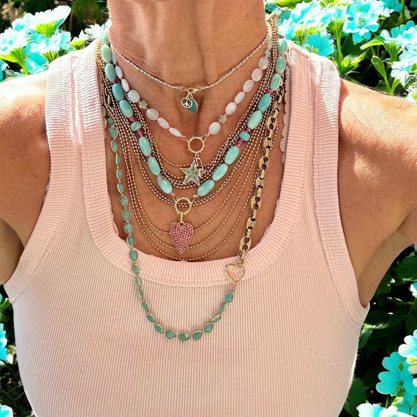 Amazonite Bezel Gemstone Necklace