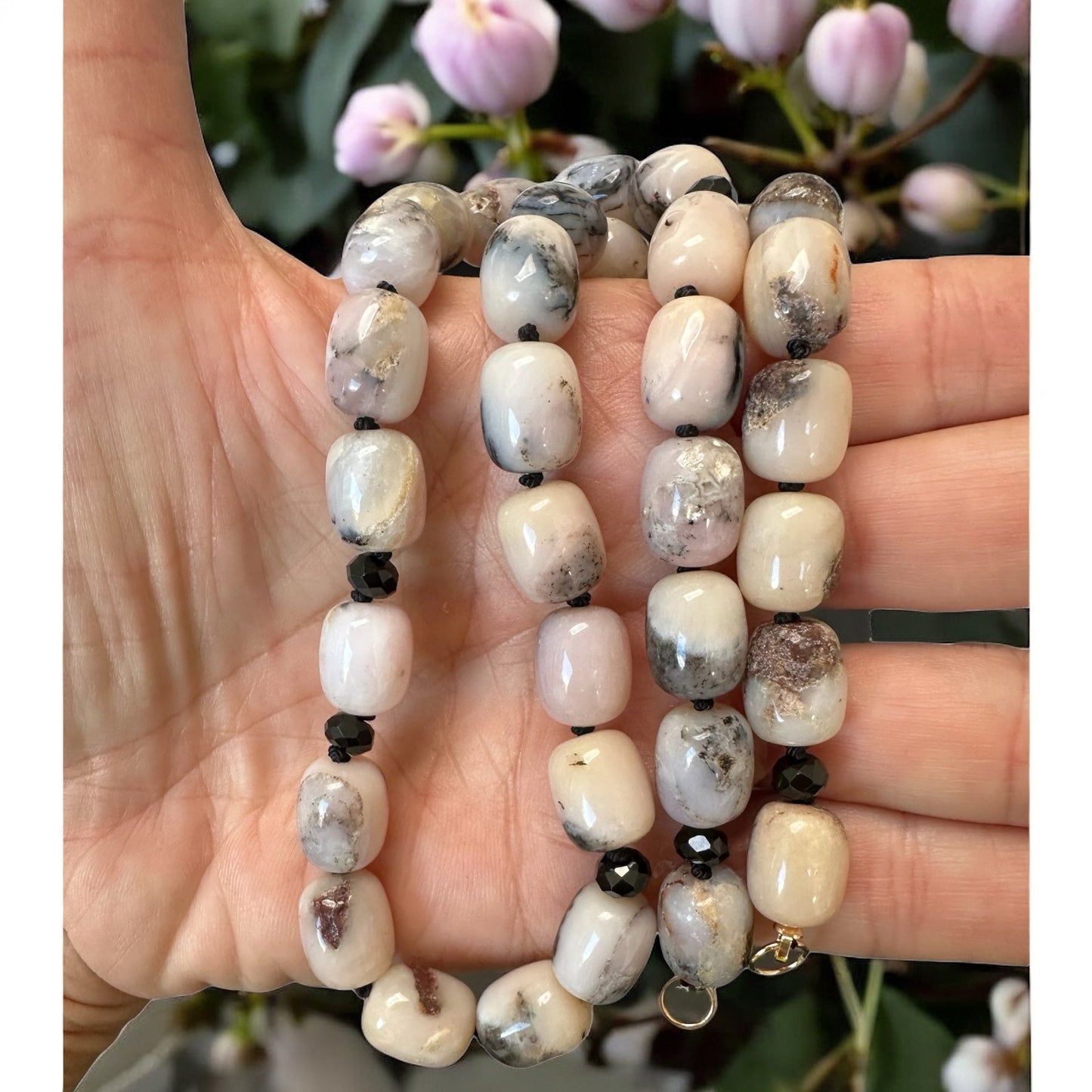 Pink Dendritic Opal Gemstone Necklace