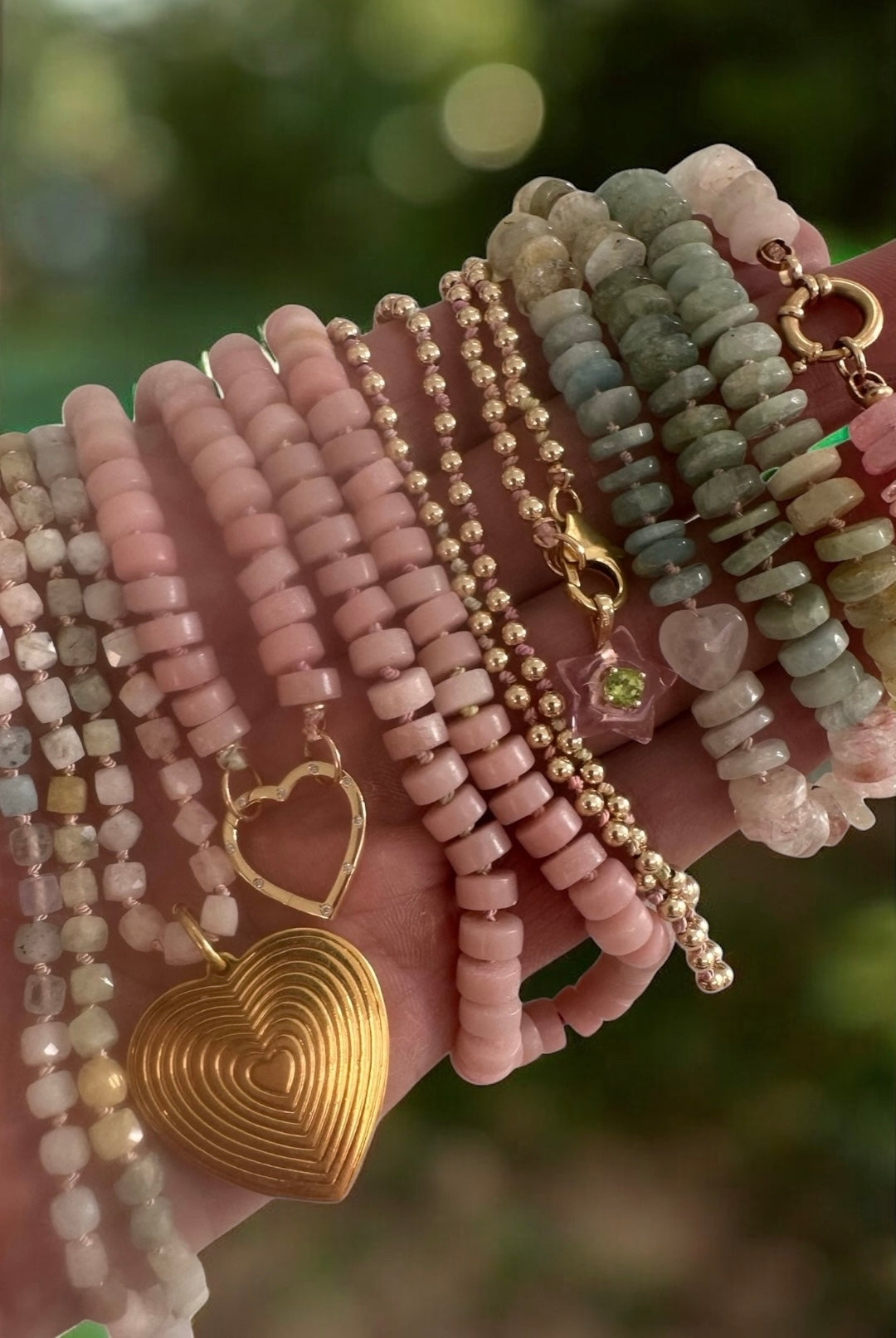 Pink Opal Heishi Gemstone Necklace