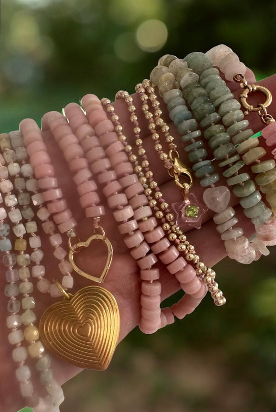 Pink Opal Heishi Gemstone Necklace