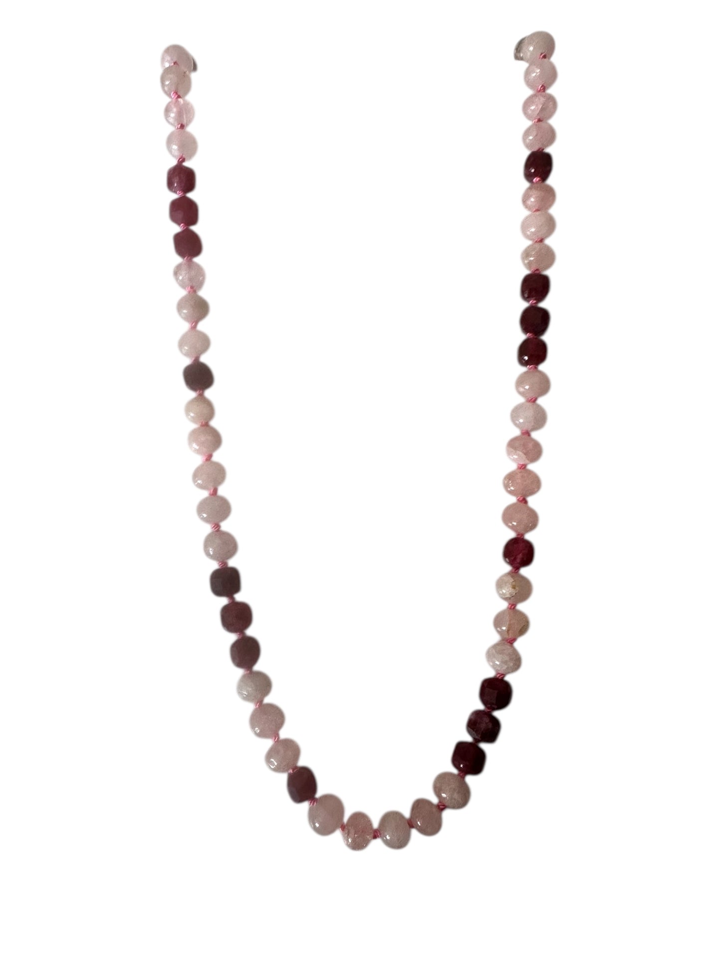 Morganite and Garnet Gemstone Necklace