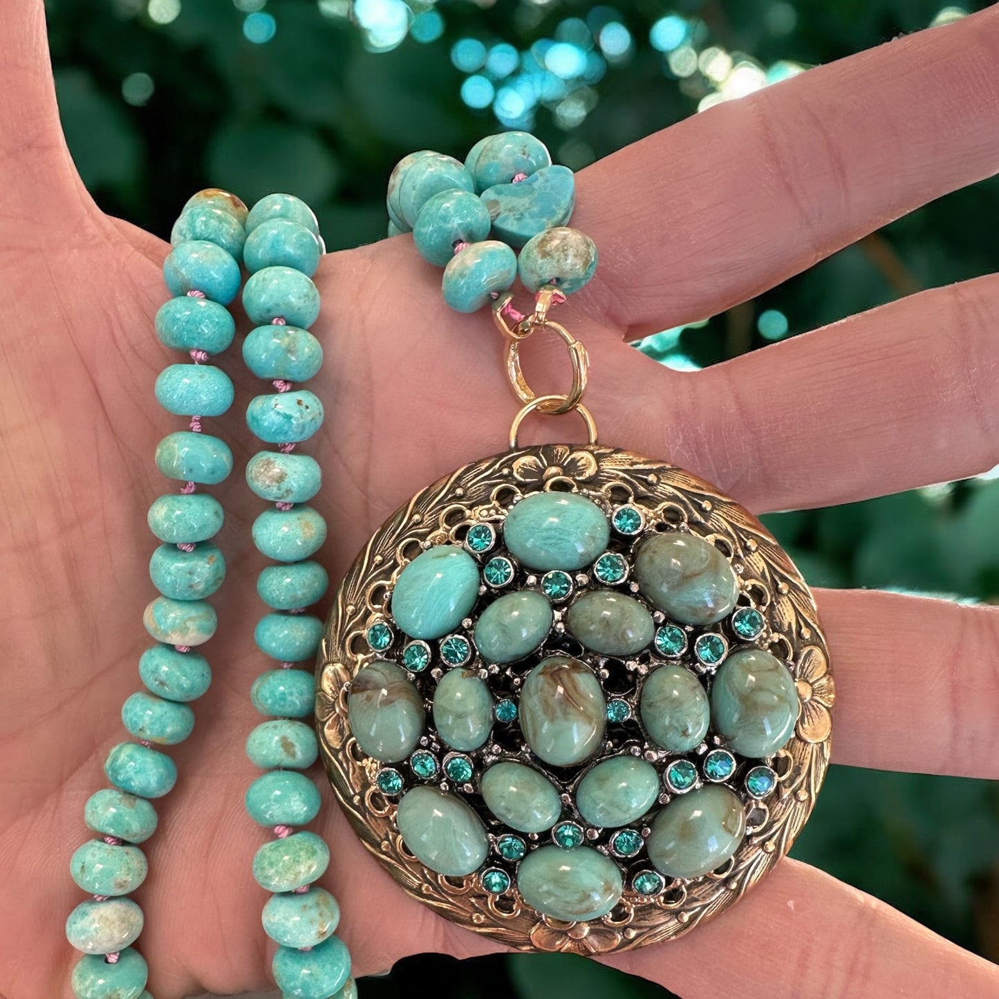 Turquoise Brass Pendant