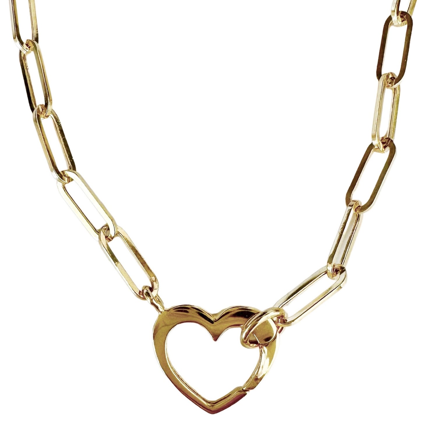 Paperclip Necklace  With Attached Heart Clasp