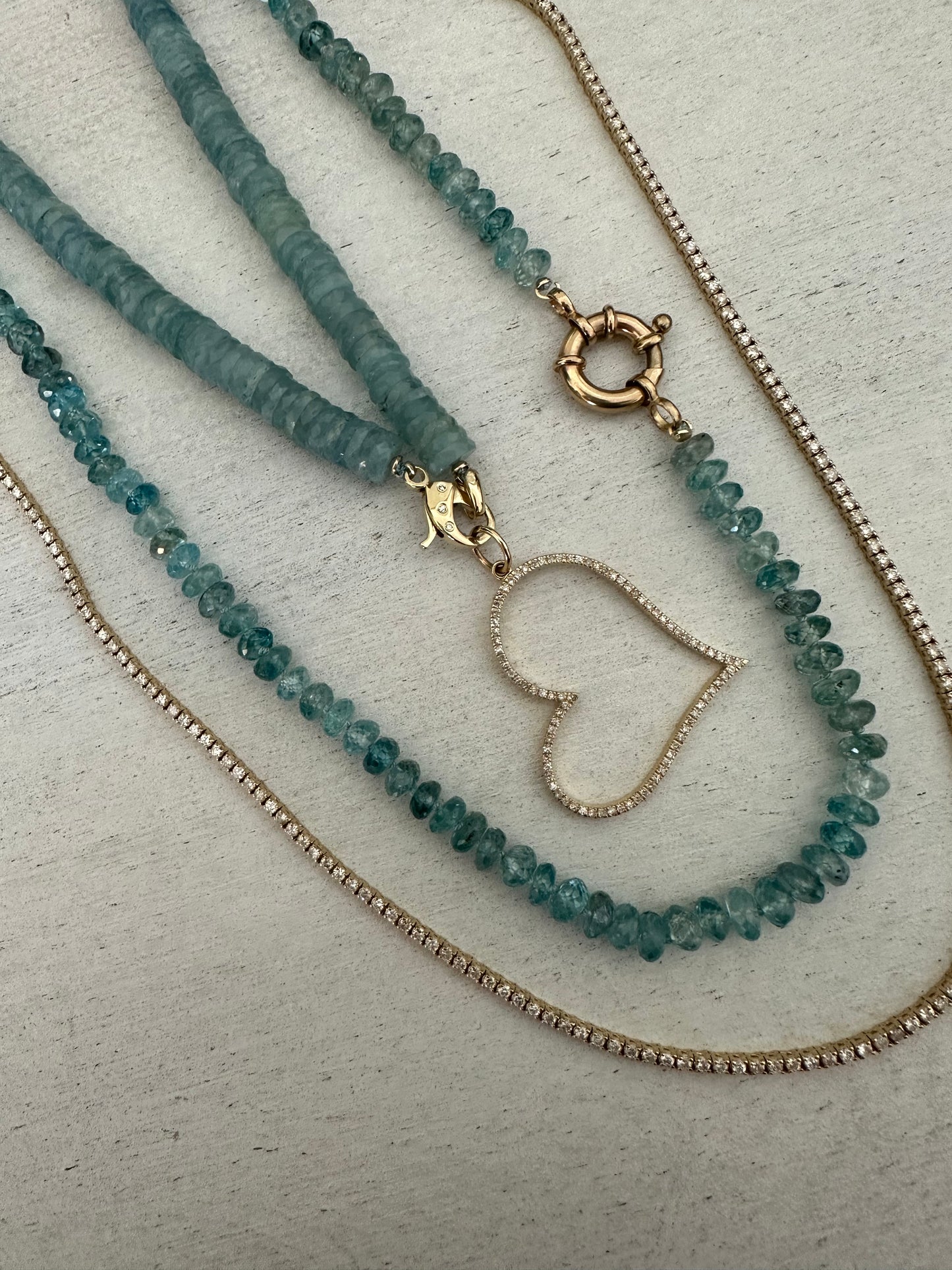 Aquamarine Heishi Gemstone Necklace