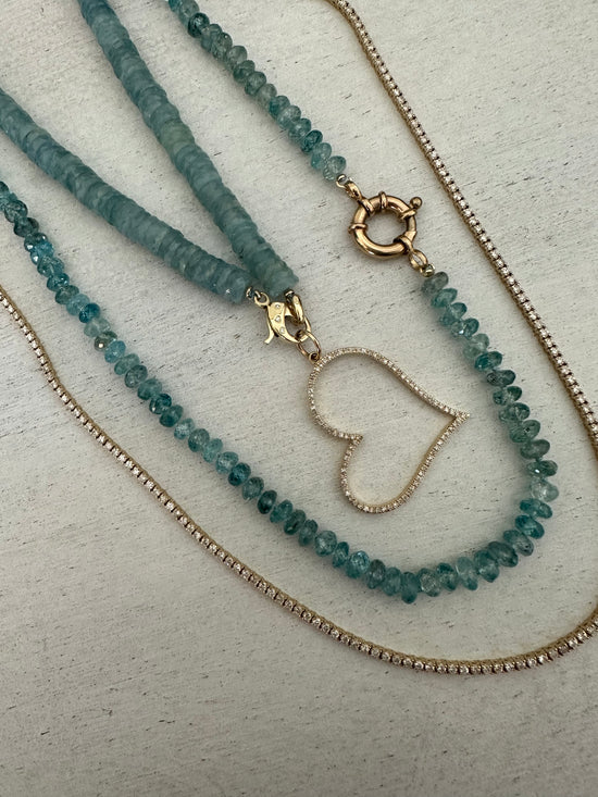 Load image into Gallery viewer, Aquamarine Heishi Gemstone Necklace
