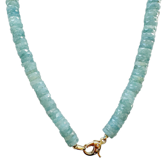 Load image into Gallery viewer, Aquamarine Heishi Gemstone Necklace
