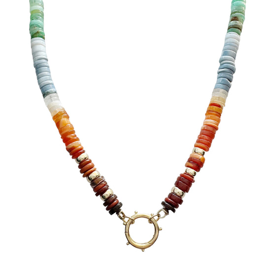Natural Opal Heishi Gemstone Necklace