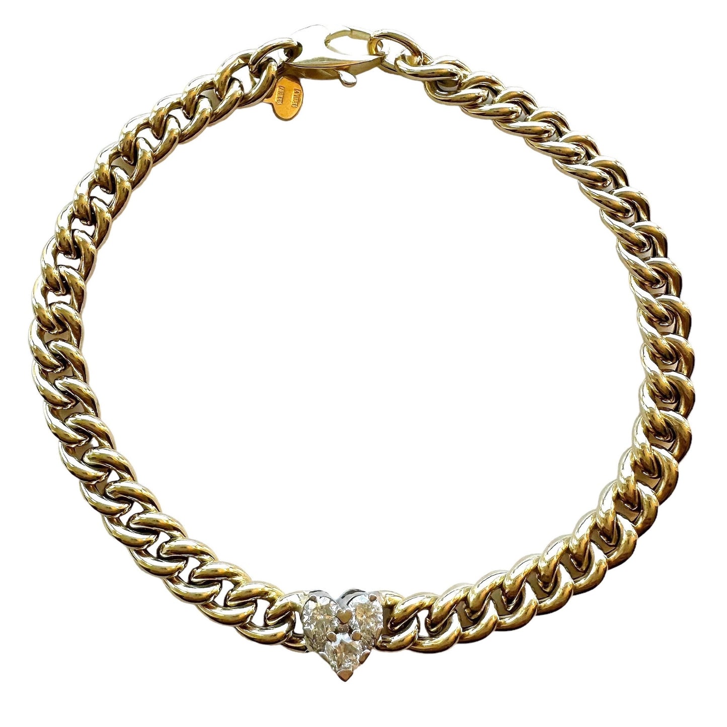Curb Chain Diamond Heart Bracelet