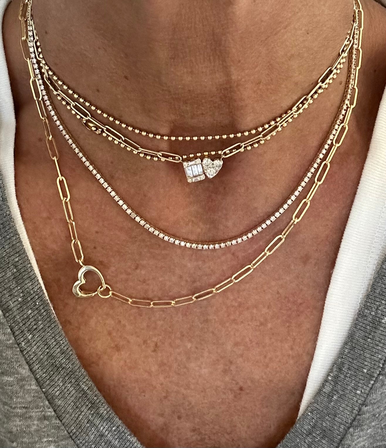 Paperclip Necklace  With Attached Heart Clasp