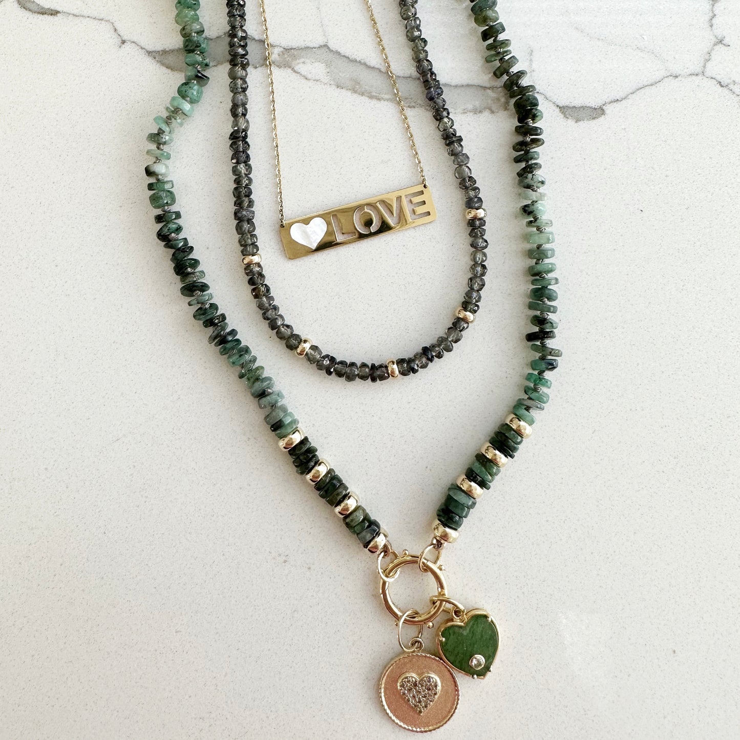 Emerald Heishi Gemstone Necklace