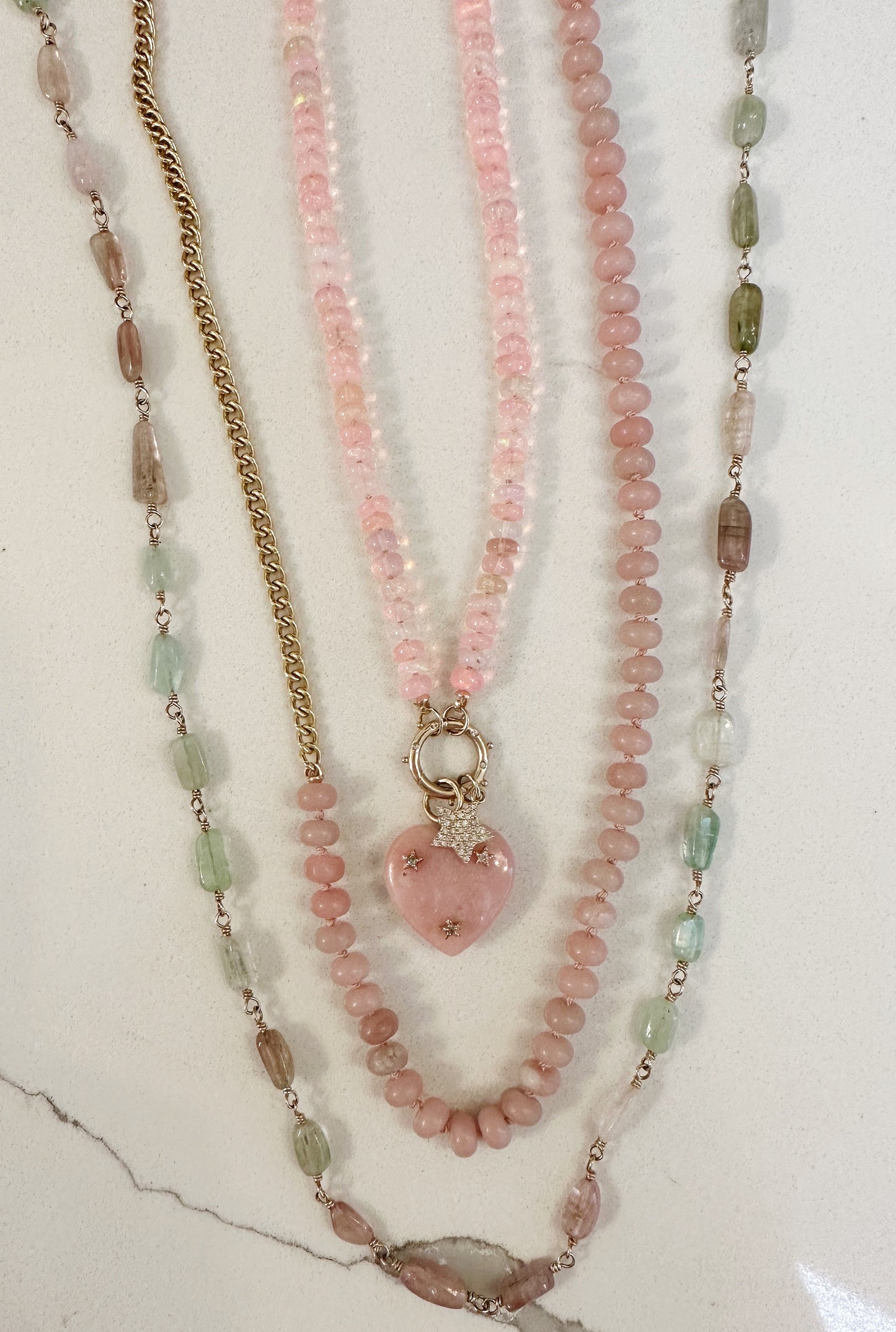 Pink Ethiopian Opal Gemstone Necklace