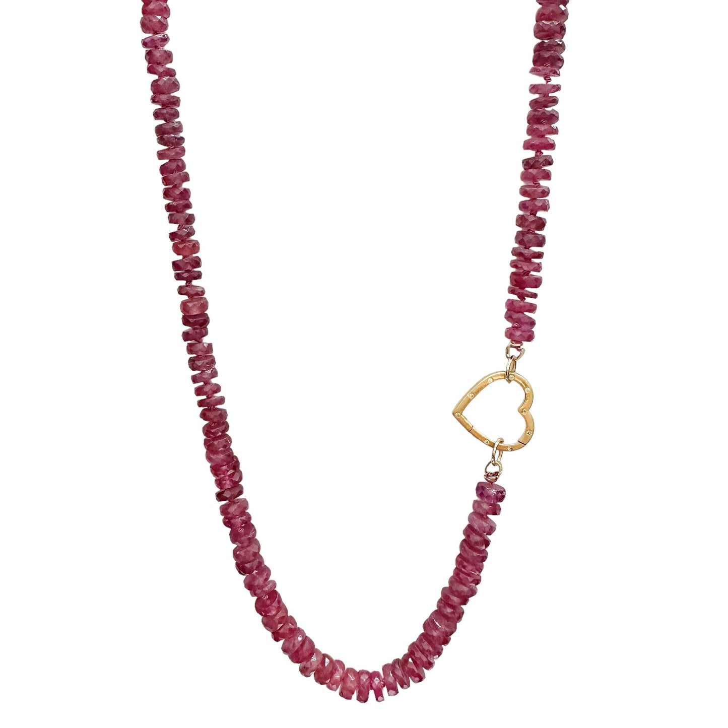 Pink Sapphire Heishi Gemstone Necklace