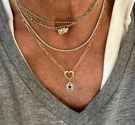 Paperclip Necklace  With Attached Heart Clasp