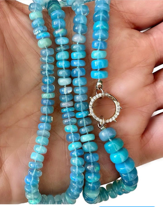 Blue Ethiopian Opal Gemstone Necklace