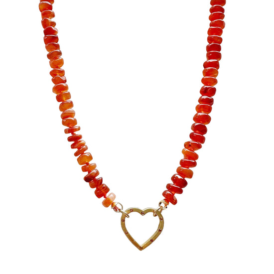 Load image into Gallery viewer, Carnelian Heishi Gemstone Necklace
