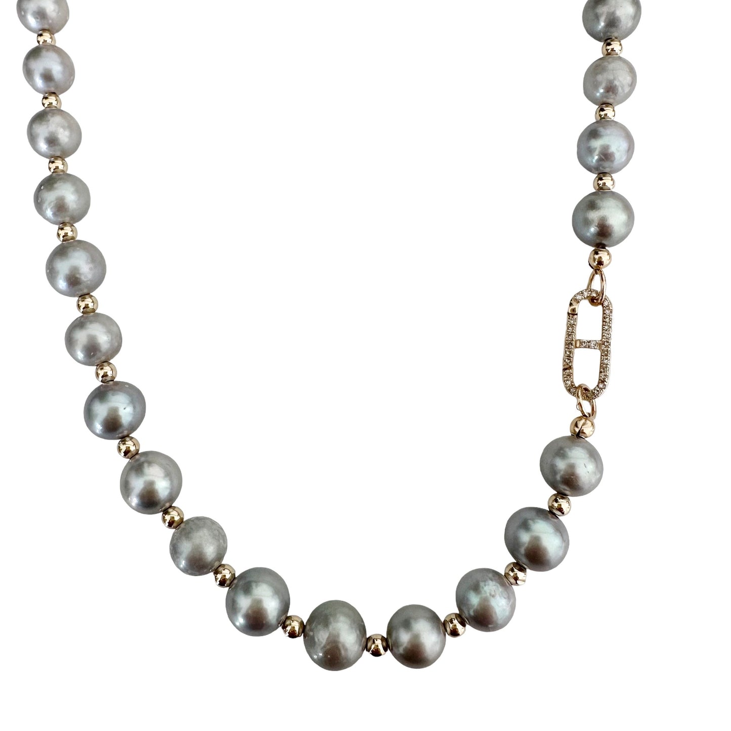 Load image into Gallery viewer, Gray Fresh Water Pearl Gemstone Necklace
