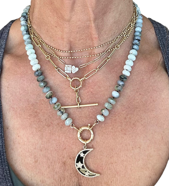 Blue Dendritic Opal Gemstone Necklace